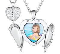 EIH1 Collier Pendentif Médaillon Forme Coeur Gravé qui Contient Images Collier Mémoire pour Femme Fille