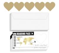 EIH1 Lot de 5 pièces Carte à gratter Voyage Surprise Carte embarquement personnalisable à offrir Billet avion annonce Cadeau Anniversaire
