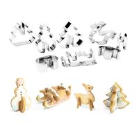 EIH1 Lot de 8 emporte-pièces de Noël en 3Dacier inoxydable, arbre, pain d'épices, père Noël, bonhomme de neige, renne, flocon de neige, canne en bonbon, étoile, cloche, chaussettes, biscuit de Noël