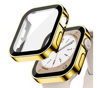 EIHAIHIS Coque rigide étanche en polycarbonate compatible avec Apple Watch 40 mm, protection d'écran en verre trempé intégrée, coque de protection complète HD pour iWatch Series 6 5 4 SE, doré