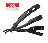 EIHI 1 Jeu Coupe Choux Barbe+ 10 Lame Rasoir,Acier Inoxydable, Manuel Porte-Rasoir Pliant,Pour Coiffeur,le Rasage, la Coupe des Sourcils, l'élimination des Poils du Corps,Cadeau Homme(Noir)
