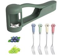 EIHI 1 Pièce Coupe Raisin avec 4 fourchettes à fruits en acier inoxydable pour Tout Petits et Bébés, Coupe Raisin Gadget de Cuisine pour Salades de Légumes et Fruits, Tomates, Cerises et Fraises