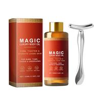 EIHI 1 Pièce Huile pour le corps avec 1 Pièce Bâton de massage en forme de t-shirt, huile corporelle raffermissante pour la peau, pour peaux Fines ridules y sèches, Raffermit, Élasticité, Hydrate