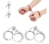 EIHI 2 Pièces Menottes Enfant, Menottes en Métal avec Clés, Accessoire Cosplay Menotté avec Clé, Métal Jouet avec La Clé pour Le Jeu Rôle La Police Accessoires Costumes Fête Halloween