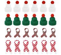 EIHI 24 pièces mini bonnet de noel, Mini chapeau de noël, Mini chapeaux de noël et mini écharpe de noël, Mini chapeau, Mini écharpe, Pour Ornements d'arbre de Noël DIY Artisanat Art