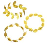 EIHI 3 pièces Couronnes de laurier doré Bandeau Grec à Feuilles Dorées, Couronne de Tête Romaine, Couronne de Feuilles d'Or Bandeau de Feuille Romain Accessoires de tête pour Halloween et Noël