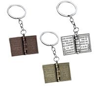 EIHI 3 Pièces Mini Bible Porte-Clés Bible Tourne-page Pendentif Livre Porte-Clés Porte-Clés pour Baptême, Église, Communion