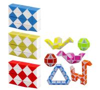 EIHI 3 Pièces Serpent Magique Avec 24 Blocs,Casse Tete Enfant,Twist Puzzle Twisty Toy,Mini Magic Snake Cube,Petit Cadeau Anniversaire Enfant