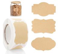 EIHI 300 Pièces Étiquettes Adhésives Vintage en Papier Kraft, Imperméables et Polyvalentes, Idéales pour Cadeaux, Pots en Verre, Confitures et Décorations DIY