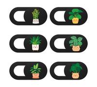 EIHI 6 Pièces Cache de Webcam Slide, Cache camera ordinateur, Cache webcam, Protection de webcam avec motif floral pour préserver votre vie privée, Cache webcam pc portable(Noir)