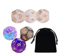EIHI 6 pièces de dés du Zodiaque, Astrologie, Douze Signes de Constellation avec Chiffres dorés, Jouet Porte-Bonheur en Acrylique pour Jeu de Cartes de Tarot, Divination Sets