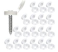 EIHI 60 Pièces Cache Vis Blanc, Cache Vis À Charnière pour Les Vis Nombre 6,8, Bouchon À Vis en Plastique, Couvercles À Bouton-Pression À Vis pour Meubles, Placards, Étagères