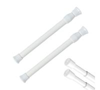 EIHI Lot de 2 Tringles à rideaux sans perçage, Tringle rideau plafond sans percage, Tringle à rideau à pince, Rideaux, Placards, Bistro, Petite fenêtre, étagère (30-50 cm, blanc)
