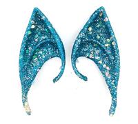 EIHI Oreille Elfe Femme, Elf Ears, Latex Fée Oreilles en Latex bleu