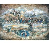 Eiialerm Kits de point de croix pour adultes La Cène de Jésus DIY de broderie estampillés pour Kit,11CT debutant kits de au point de croix imprimés 40x50cm