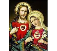 Eiialerm Kits de point de croix pour adultes Religieux Jésus Christ et Vierge DIY de broderie estampillés pour Kit,11CT debutant kits de au point de croix imprimés 40x50cm