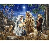 Eiialerm Kits de point de croix pour adultes Religion Vierge Marie DIY de broderie estampillés pour Kit,11CT debutant kits de au point de croix imprimés 40x50cm