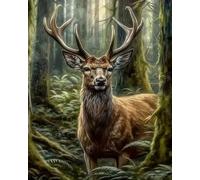 Eiialerm Point de croix kit complet kits Cerf animal de la forêt 11CT Toile Pré-imprimé DIY Adulte Kits Broderie Estampillés Pour Noel Décoration la Maison 40x50cm