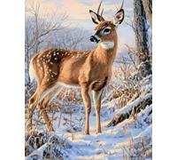 Eiialerm Point de croix kit complet kits Chalet au bord du ruisseau 11CT Toile Pré-imprimé DIY Adulte Kits Broderie Estampillés Pour Noel Décoration la Maison 40x50cm