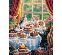 Eiialerm Point de croix kit complet kits Gâteau pour chat 11CT Toile Pré-imprimé DIY Adulte Kits Broderie Estampillés Pour Noel Décoration la Maison 40x50cm
