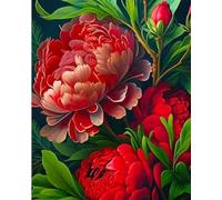 Eiialerm Point de croix kit complet kits Pivoine 11CT Toile Pré-imprimé DIY Adulte Kits Broderie Estampillés Pour Noel Décoration la Maison 40x50cm