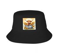 EIILBEIS Chapeau de Soleil Unisexe Personnalisé Highland Vache Et Fleur Plage Seau Chapeau Hommes Femmes Unisexe Été Pêcheur Chapeau Cadeau