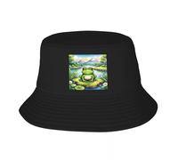 EIILBEIS Unisexe Chapeau de Soleil Personnalisé Happy Frog Bucket Hat Femmes Hommes Plage Soleil Été Camping Pêche Cap Cadeau
