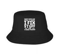 EIILBEIS Unisexe Chapeau de Soleil Personnalisé I Fix Stuff Bucket Hat Hommes Femmes Mécanicien Ingénieur Cadeau Plage Soleil Été Pêche Cap Cadeau