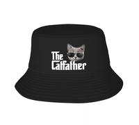 EIILBEIS Unisexe Chapeau de Soleil Personnalisé Le Catfather Chat Papa Bucket Hat Hommes Femmes Mode Été Plage Soleil Père Jour Cadeau Pêcheur Casquette Cadeau