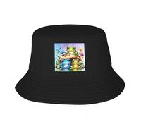 EIILBEIS Unisexe Chapeau de Soleil Personnalisé Mignon Grenouille Bucket Hat Hommes Femmes Plage Soleil Été Pêche Cap Cadeau
