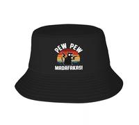 EIILBEIS Unisexe Chapeau de Soleil Personnalisé Rétro Noir Chat Pew Pew Madafakas Bucket Hat Femmes Hommes Plage Soleil Été Camping Pêche Cap Cadeau