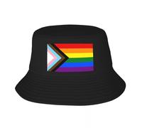 EIILBEIS Unisexe Chapeau de Soleil Personnalisé Unisexe LGBT Progrès Fierté Drapeau Chapeau Seau Plage Soleil Gay Lesbienne Été Camping Chapeaux Cadeau