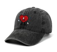 EIILHUED Bad Bunny brodé Casquette de Baseball Rappeur lavé Soft Top Red Heart Casquette de Baseball