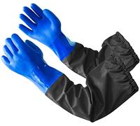 Eiito Gants de Protection en PVC pour étang pour Aquarium - Ultra Longs et imperméables - 68 cm - Bleu