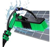 Eikuavons Brosse de lavage télescopique 4,8 m, brosse de lavage avec manche télescopique en aluminium, brosse télescopique 2 en 1 avec raccord d'eau, nettoyeur de toit de terrasse, barre télescopique