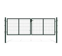 Eikuavons Double portail de jardin, 300 x 100 cm, double battant pour tringle avec poignée, serrure, 3 clés et verrouillage au sol, robuste porte de jardin, portail de cour, portail de clôture, vert