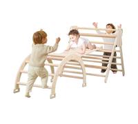 Eikuavons Kit d'escalade d'intérieur 3 en 1 - Triangle d'escalade stable Montessori - Avec arc, toboggan et triangle - Pour enfants de 2 à 8 ans