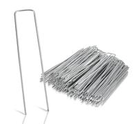 Eikuavons Lot de 100 piquets d'ancrage au sol en acier galvanisé - Pour toile anti-mauvaises herbes, non-tissé de jardin, clôture, jardin (150 x 25 mm - Ø 2,8 mm)