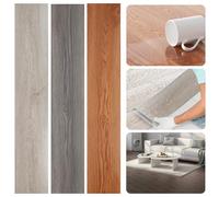 Eikuavons Lot de 14 dalles de sol en PVC autocollant - stratifié en PVC - 2 m²/14 carreaux de sol autocollants - Résistant à l'usure - Imperméable - Pour salon - Gris foncé