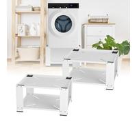 Eikuavons Lot de 2 socles de machine à laver 60 × 60 × 40 cm, jusqu'à 150 kg, en caoutchouc amortissant le bruit, avec étagères, pour machines à laver et sèche-linge, blanc