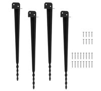 Eikuavons Lot de 4 douilles de sol en forme de L - 70 cm - Avec extrémité dentée - Facile à enfoncer - Ancrage au sol et support de poteau pour poteaux en bois et métal - Acier