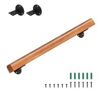 Eikuavons Main courante en bois de pin, 100 cm, rampe d'escalier murale, semi-circulaire, main courante en bois antidérapante, avec supports muraux, matériel de montage, noyer clair