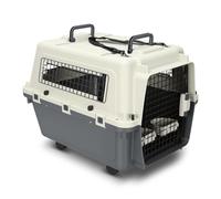 Eikuavons Mallette de transport aérienne pour chat en plastique PP avec poignée et corde de traction, porte et fenêtre, 67,3 x 54,9 x 51,5 cm, avec roue, valise de transport pour chat avec couches et