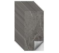 Eikuavons Panneaux muraux 60 x 30 cm, autocollants en marbre, lot de 20, décoration murale en PVC, décoration murale, décoration murale de cuisine, chambre, salon, salle de bain, gris flash