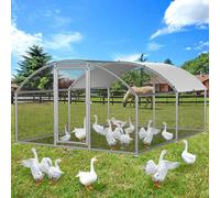 Eikuavons Poulailler, 3x4x2m Toit Dôme Maison pour Poules Enclos de Libre Parcours, avec Serrure en Acier Galvanisé et Tissu de Couleur PE Imperméable Enclos pour Animaux, Rapide à Nettoyer