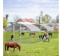 Eikuavons Poulailler, 3x8x2m Toit Dôme Maison de Poules Enclos de Libre Parcours, avec Serrure en Acier Galvanisé et Tissu de Couleur PE Imperméable Enclos pour Animaux, Rapide à Nettoyer