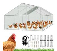 Eikuavons - Poulailler avec enclos XXL, 3 x 6 x 2 m avec serrure de sécurité et toile colorée en PE imperméable, facile à nettoyer, enclos pour poules, cage pour oiseaux, petits animaux et plantes