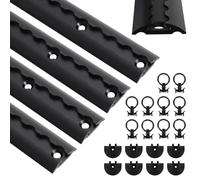 Eikuavons rails d'avion en aluminium 4X 1M, rails d'arrimage ronds en forme semi-circulaire avec 10 anneaux d'arrimage et 8 embouts, noir rail airlin accessoires, pour remorques, camions