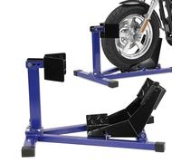 Eikuavons Support de montage pour moto, bascule de moto, pince de roue avant, support de transport, roue avant, convient pour pneus de 17 à 21 pouces, bleu