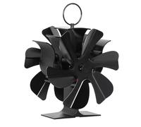Eikuavons Ventilateur de cheminée à 6 pales - Double face - Sans électricité - Fonctionnement à la chaleur - Avec thermomètre magnétique - Pour bois, foyer, tuyau de poêle